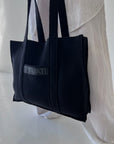 BLACK WOOL SHOPPING BAG