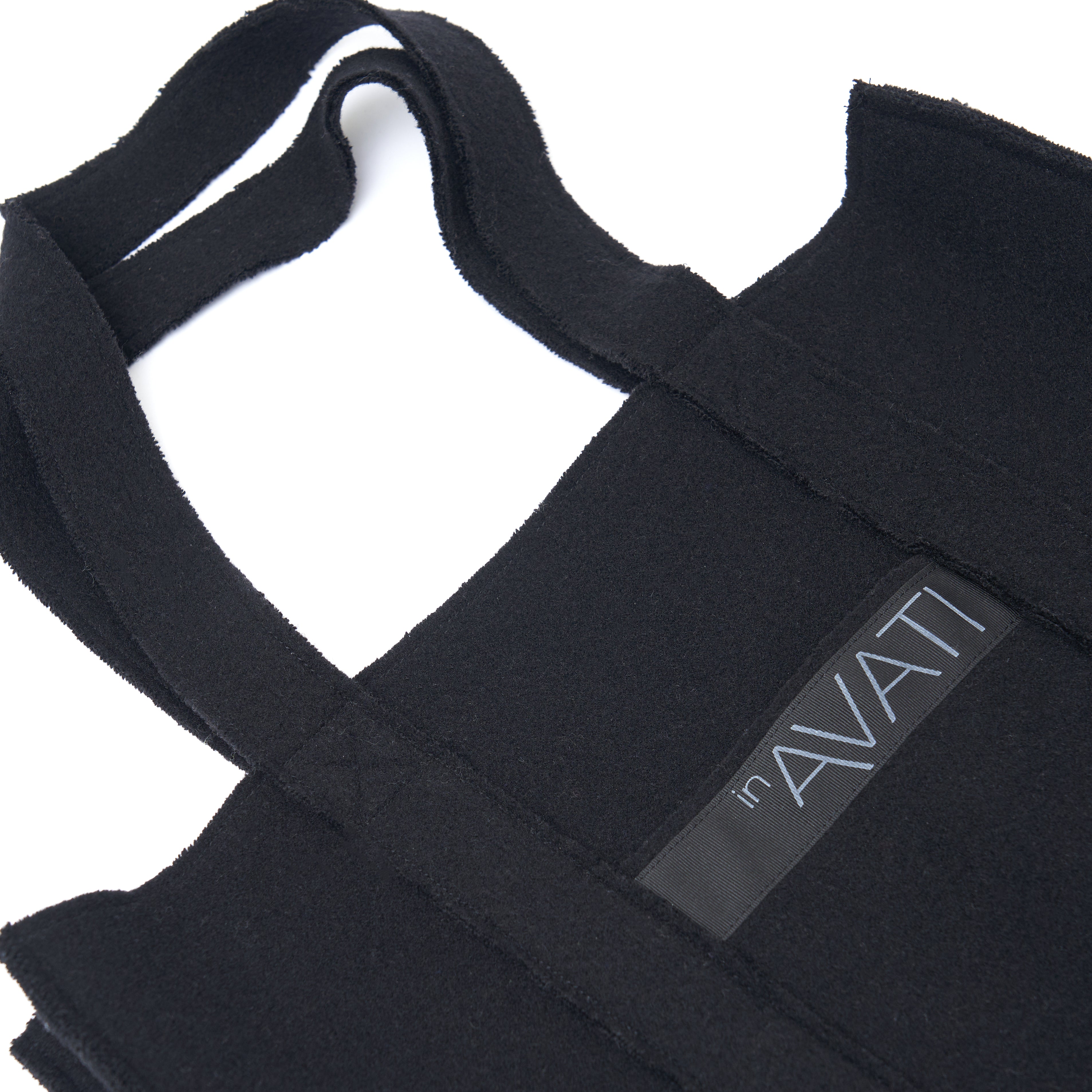 BLACK WOOL SHOPPING BAG