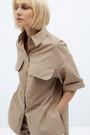 OVERSIZED SHORT SLEEVE SAND-COLORED SHIRT