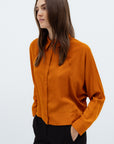 ORANGE SHIRT WITH KIMONO SLEEVES