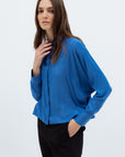 BLUE SHIRT WITH KIMONO SLEEVES