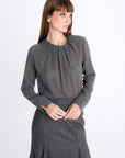 GREY BLOUSE WITH PLEATED FRONT