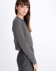 GREY BLOUSE WITH PLEATED FRONT