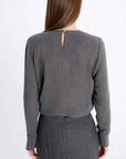 GREY BLOUSE WITH PLEATED FRONT