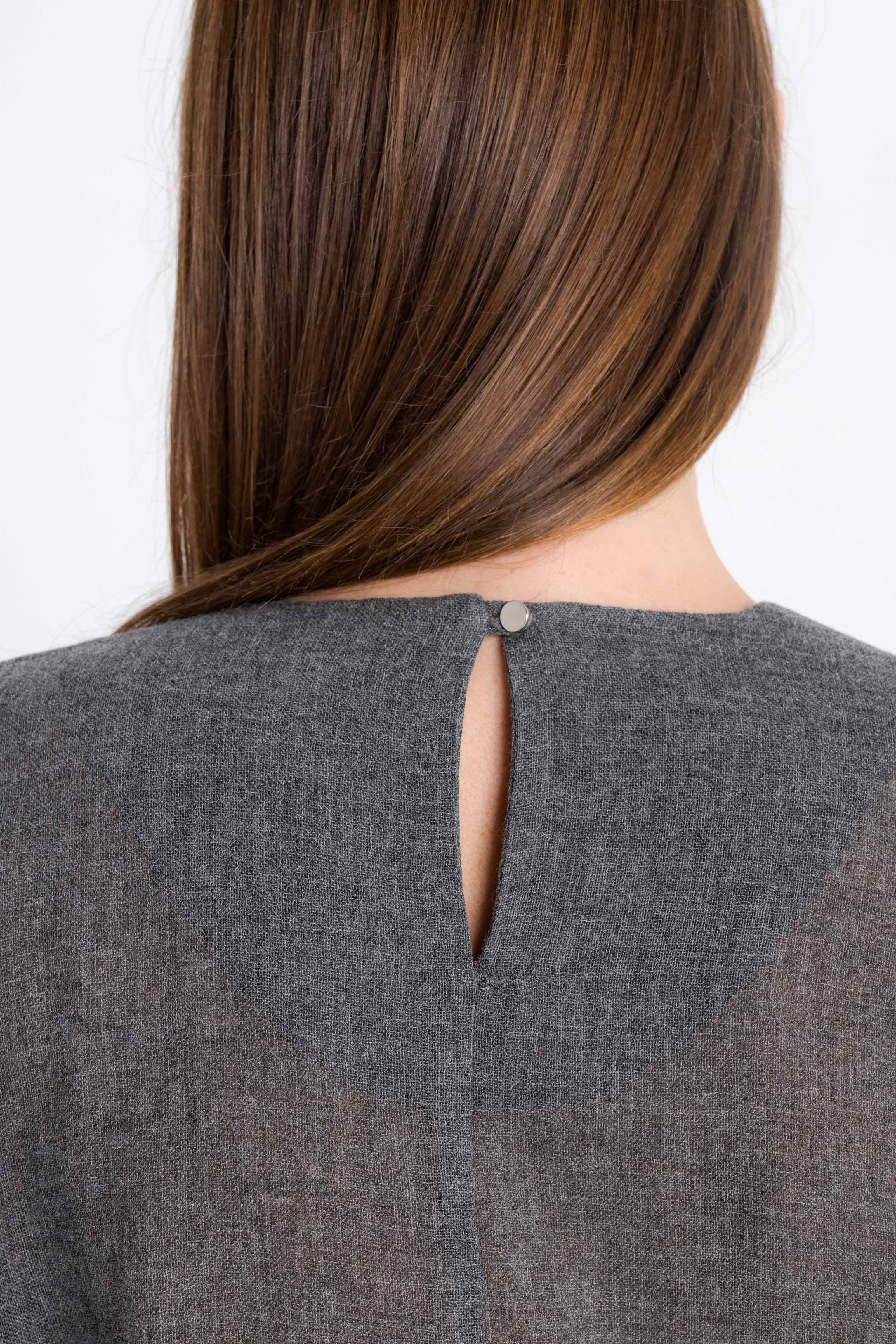 GREY BLOUSE WITH PLEATED FRONT