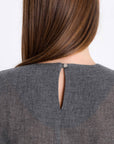 GREY BLOUSE WITH PLEATED FRONT