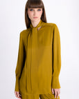 DARK MUSTARD TIE NECK BLOUSE