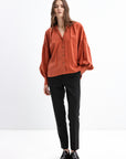 OVERSIZED RUST SHIRT WITH PUFFED SLEEVES