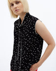 BLACK POLKA DOT SLEEVELESS BLOUSE