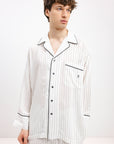 PYJAMA SHIRT WITH BLACK STRIPES AND LONG SLEEVES - UNISEX