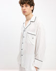 PYJAMA SHIRT WITH BLACK STRIPES AND LONG SLEEVES - UNISEX