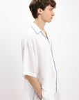 PYJAMA SHIRT WITH BLUE STRIPES AND SHORT SLEEVES - UNISEX