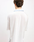 PYJAMA SHIRT WITH BLUE STRIPES AND SHORT SLEEVES - UNISEX