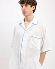 PYJAMA SHIRT WITH BLUE STRIPES AND SHORT SLEEVES - UNISEX