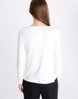 WHITE JERSEY BLOUSE WITH LONG SLEEVES