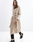 BEIGE BELTED WOOL COAT