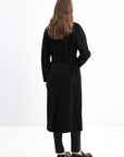 BLACK BELTED WOOL COAT