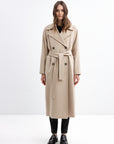 BEIGE BELTED WOOL COAT