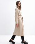 BEIGE BELTED WOOL COAT