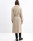 BEIGE BELTED WOOL COAT