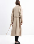 BEIGE BELTED WOOL COAT