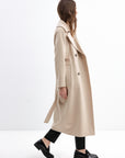 BEIGE BELTED WOOL COAT