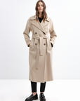 BEIGE BELTED WOOL COAT