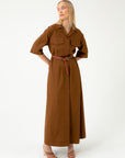 MAXI CAMEL DRESS WITH FRONT POCKETS