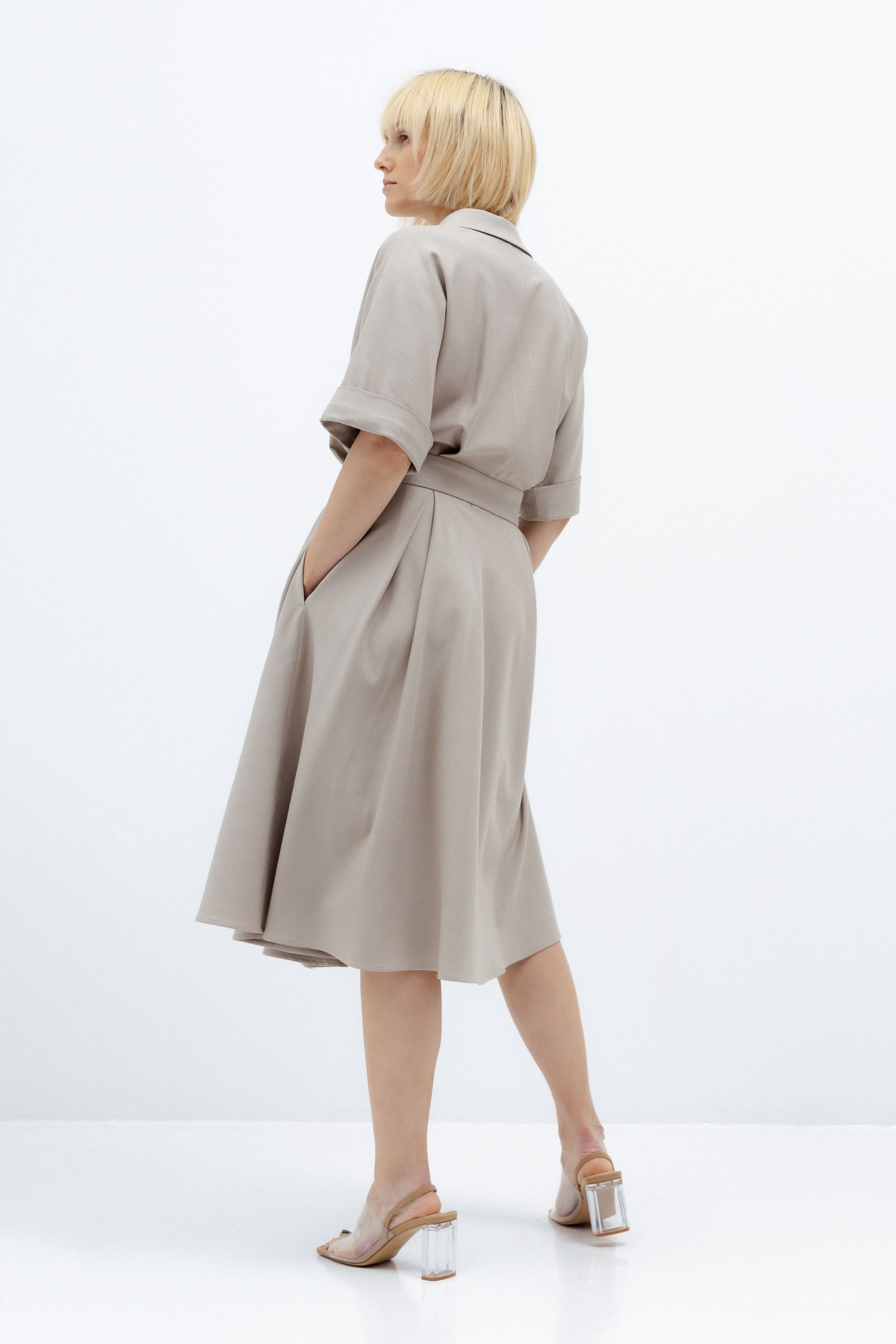 A-LINE LIGHT TAUPE DRESS