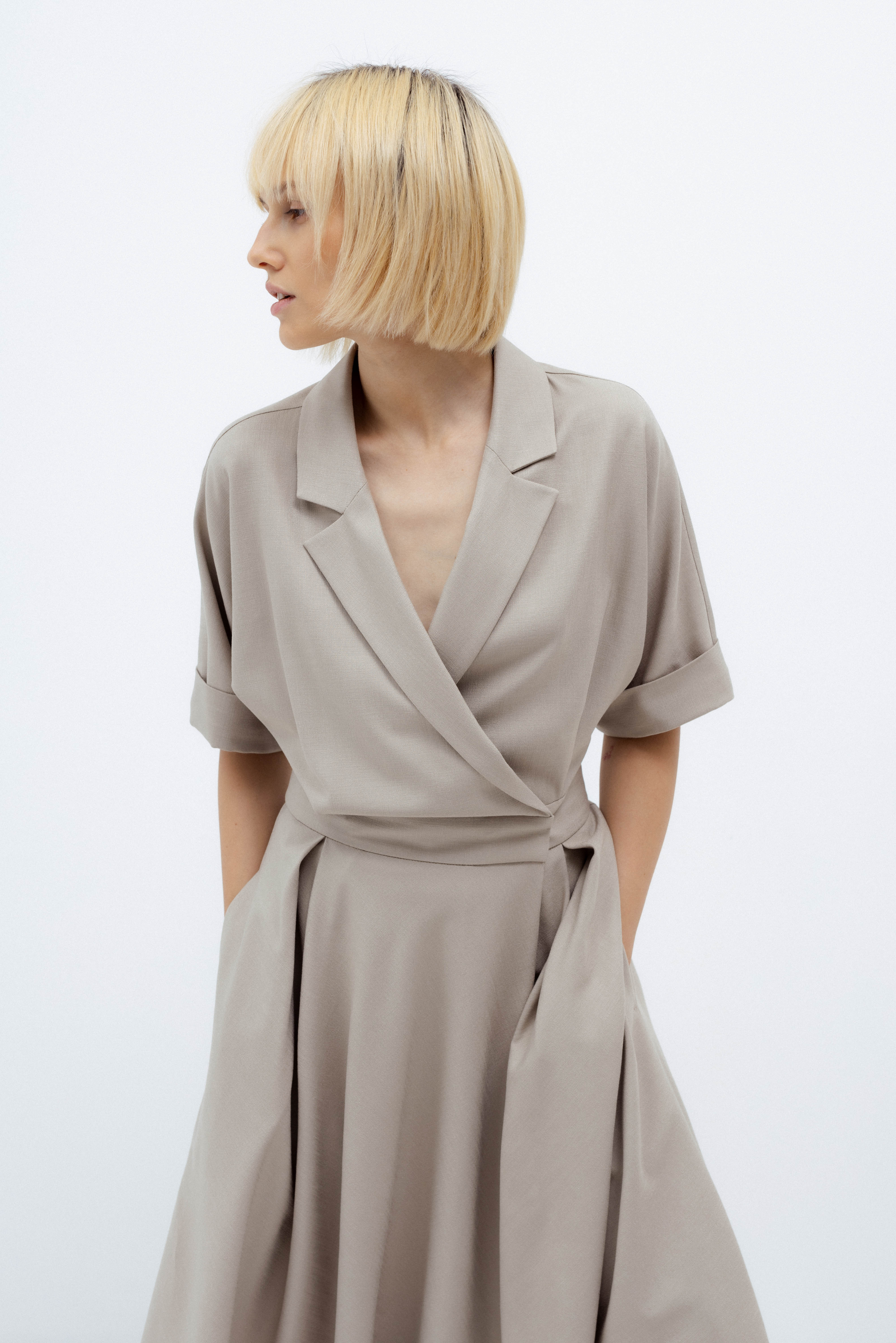 A-LINE LIGHT TAUPE DRESS