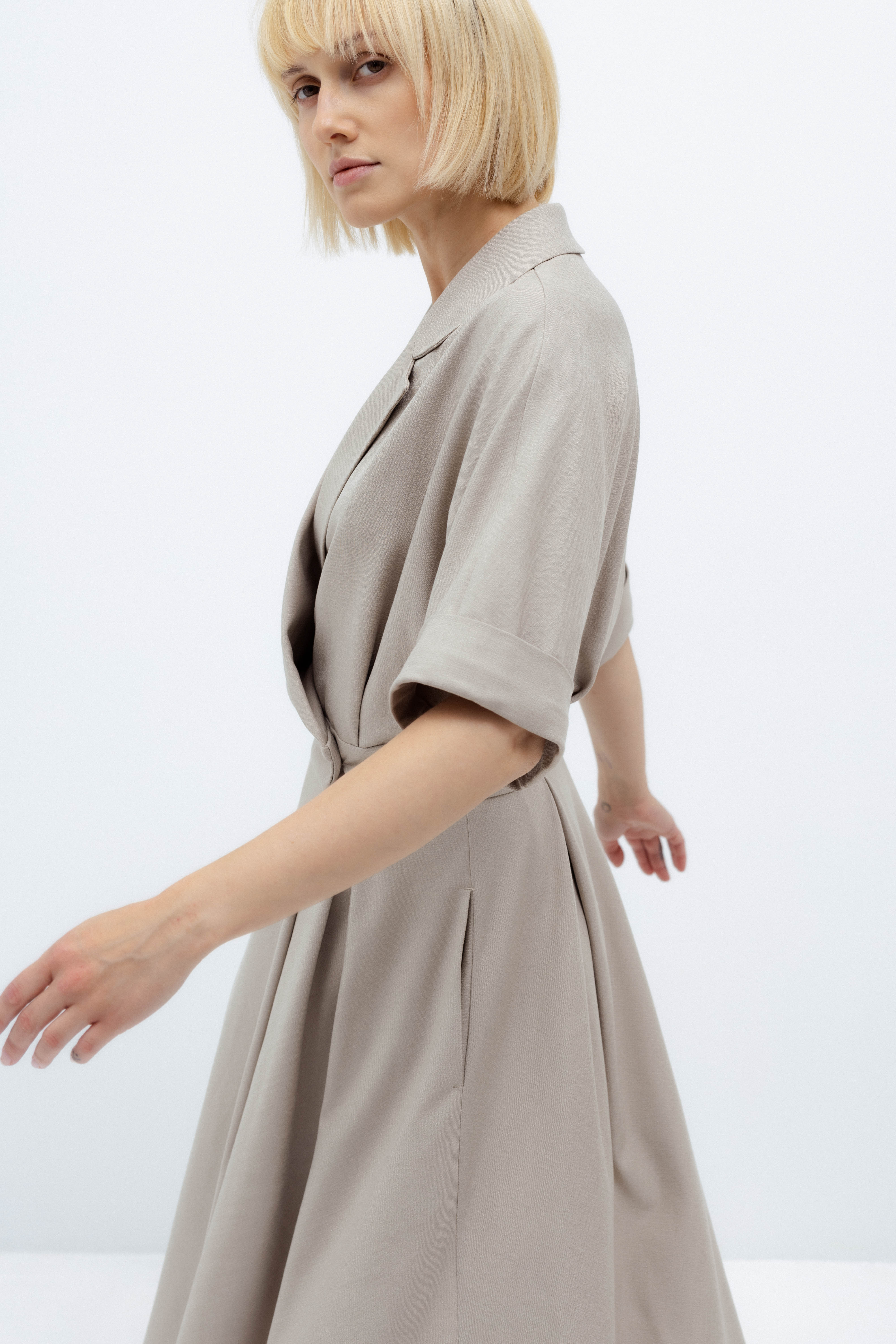 A-LINE LIGHT TAUPE DRESS