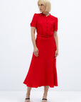 MIDI RED DRESS WITH BELT