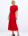 MIDI RED DRESS WITH BELT