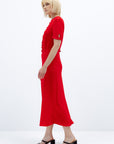 MIDI RED DRESS WITH BELT