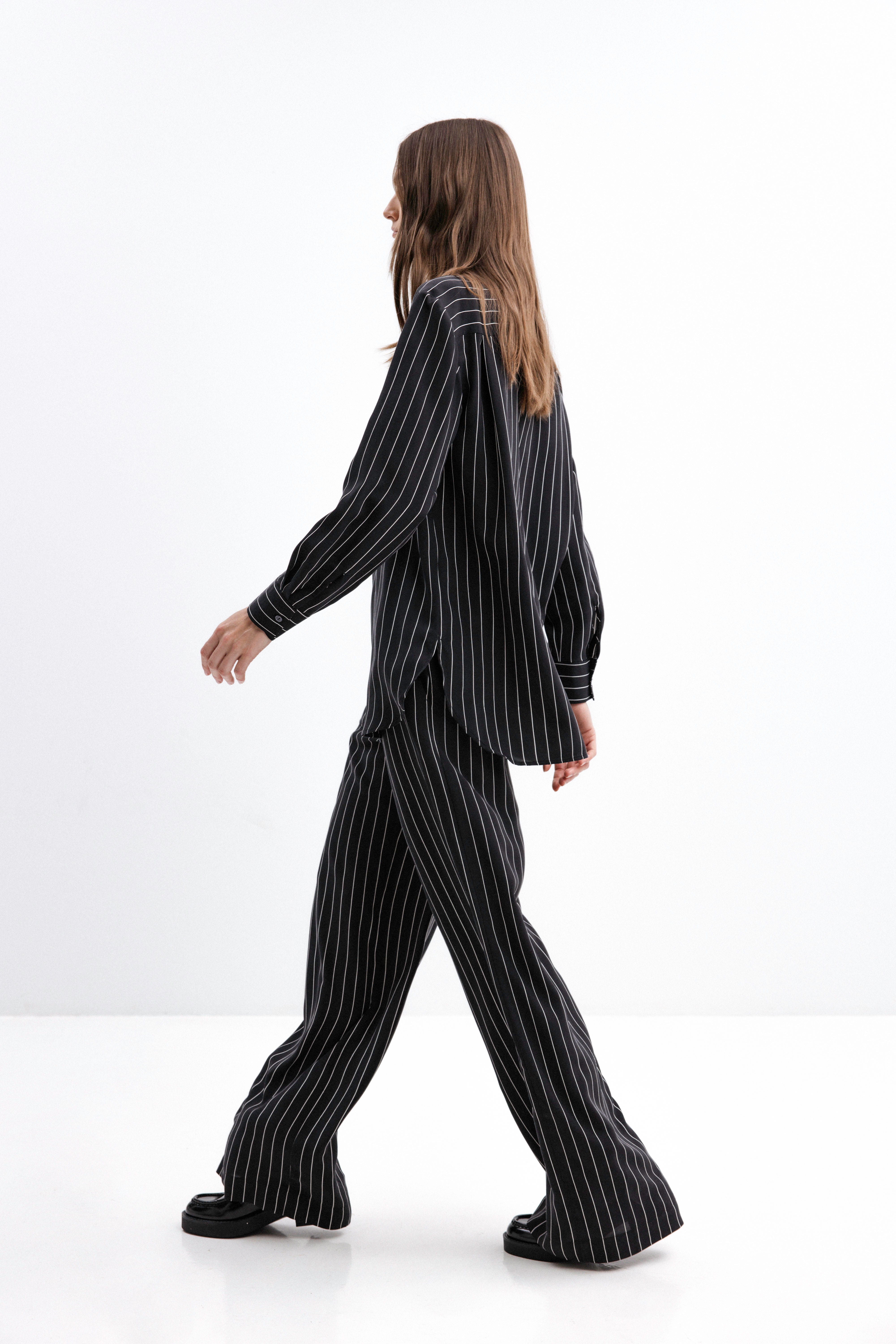 STRIPED WIDE-LEG TROUSERS