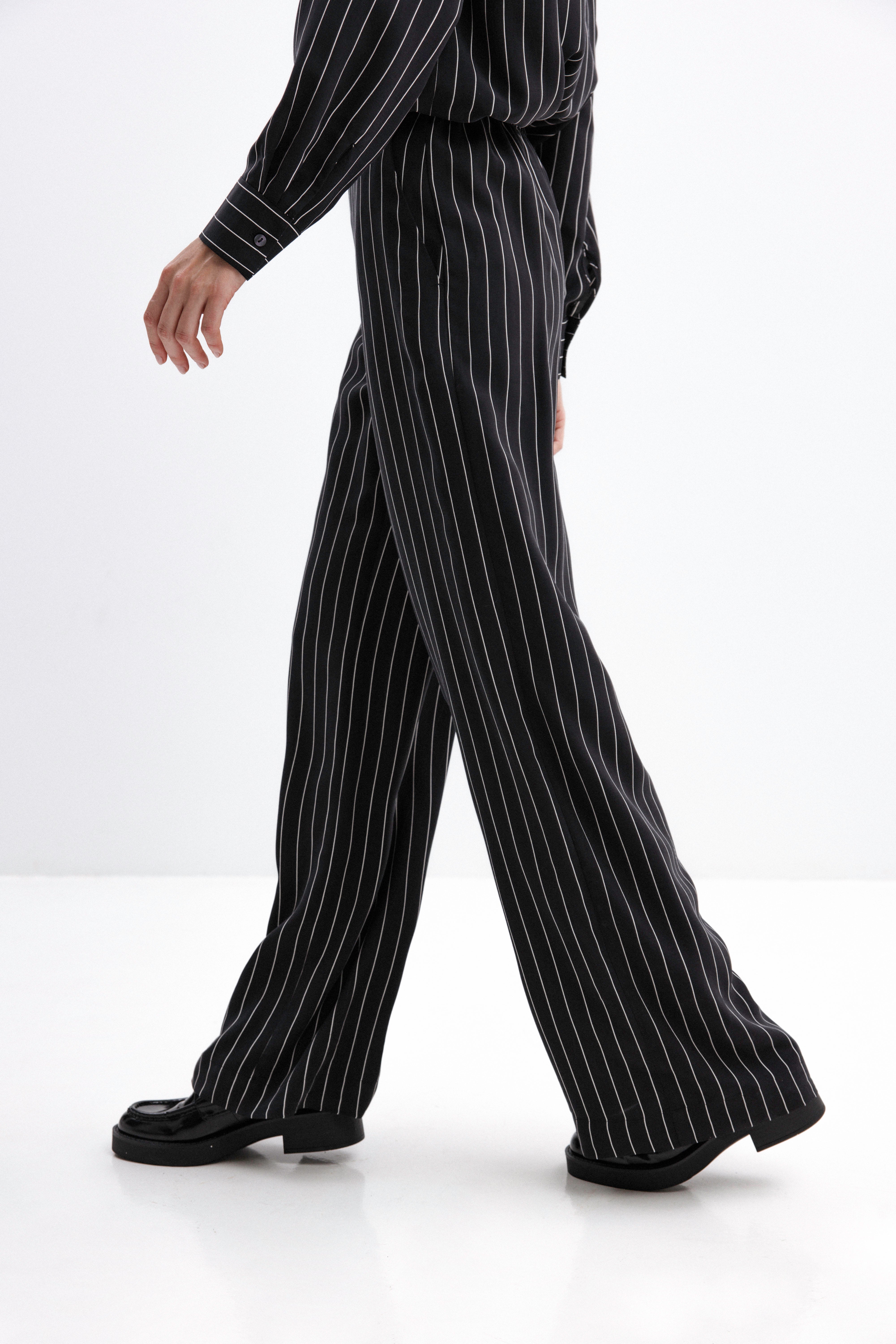 STRIPED WIDE-LEG TROUSERS