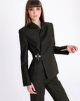 FOREST GREEN JACKET WITH ASYMMETRIC FASTENING