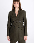 FOREST GREEN DOUBLE-BREASTED JACKET WITH WOOL