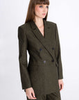 FOREST GREEN DOUBLE-BREASTED JACKET WITH WOOL