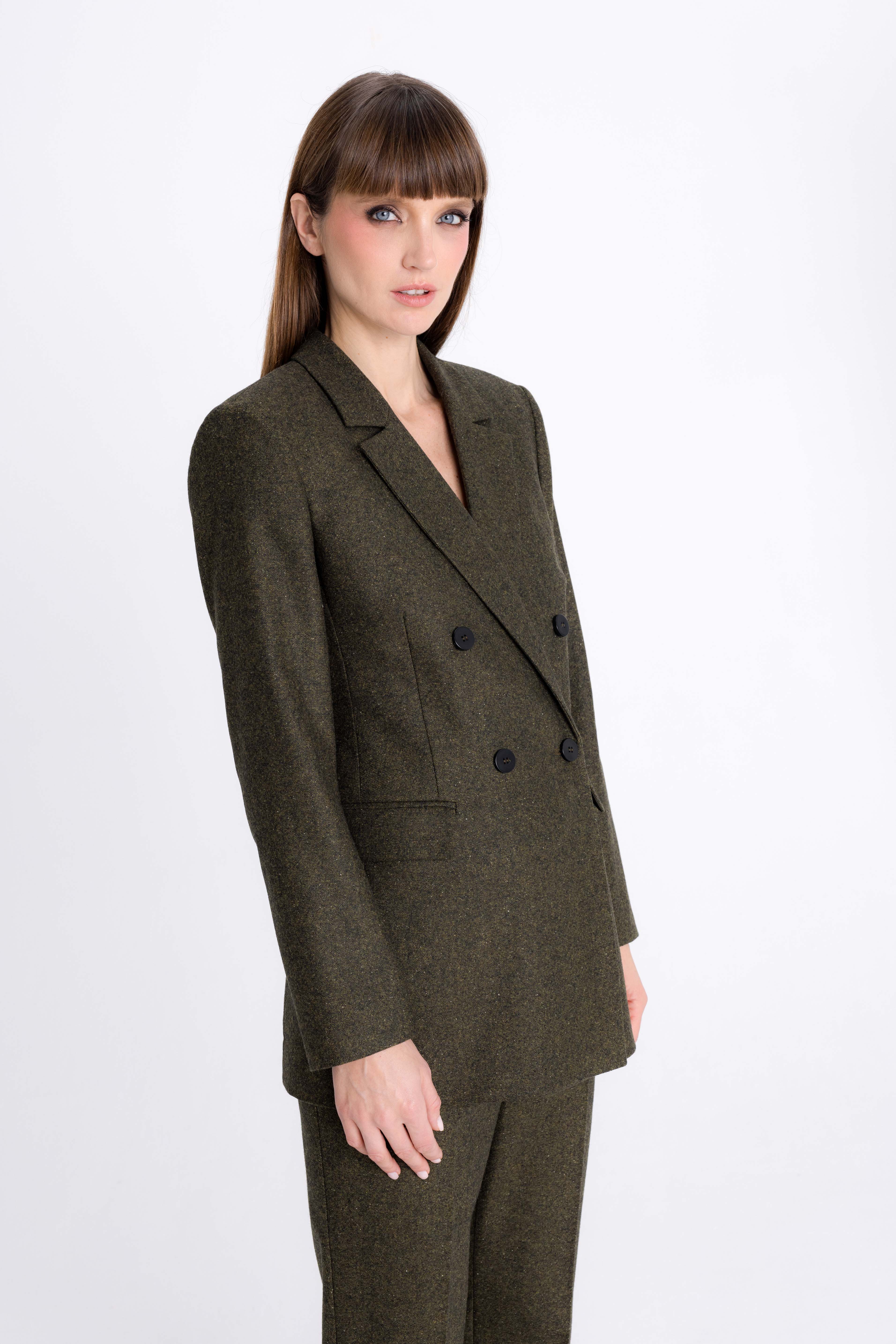 FOREST GREEN DOUBLE-BREASTED JACKET WITH WOOL