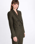 FOREST GREEN DOUBLE-BREASTED JACKET WITH WOOL