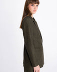 FOREST GREEN DOUBLE-BREASTED JACKET WITH WOOL