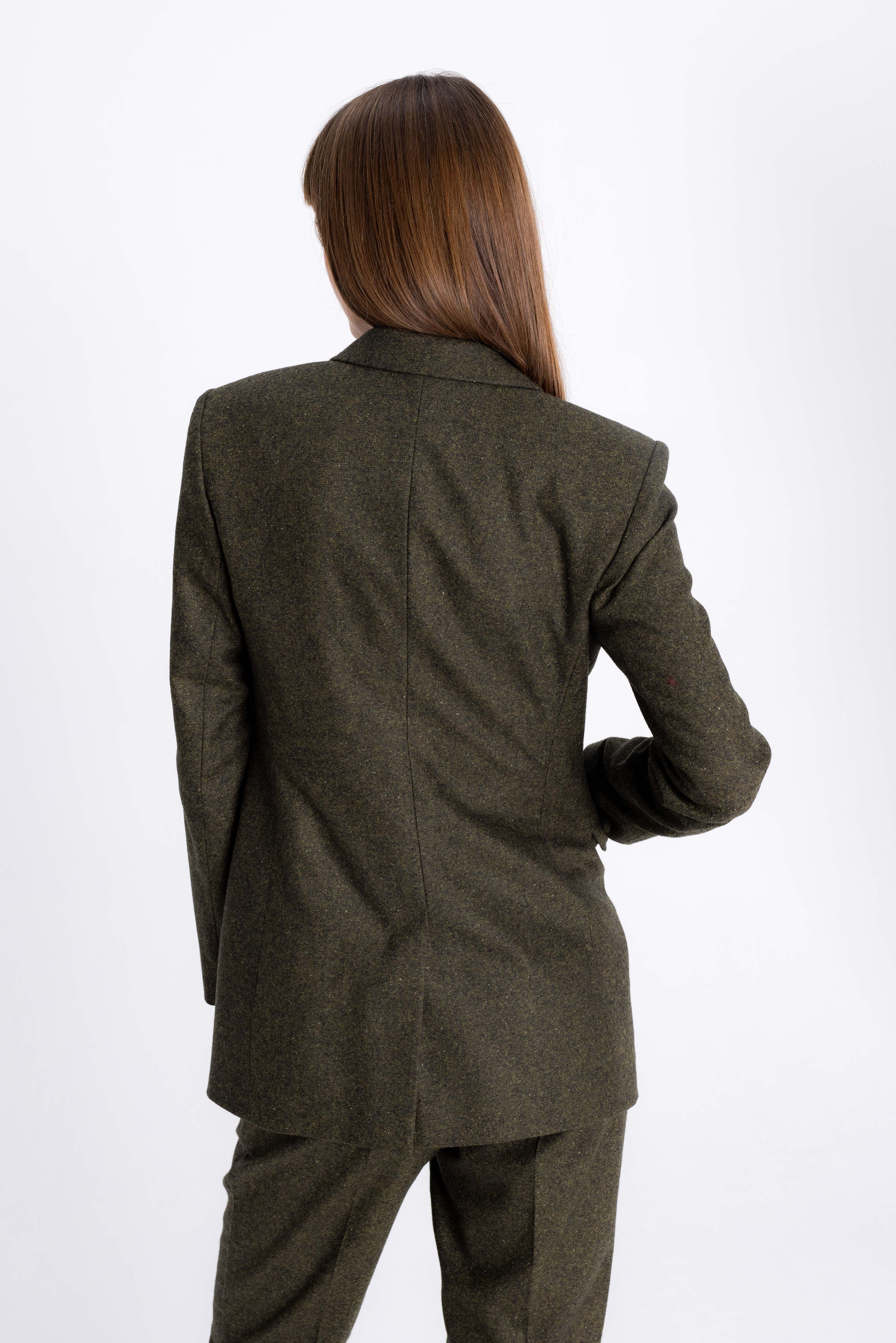 FOREST GREEN DOUBLE-BREASTED JACKET WITH WOOL