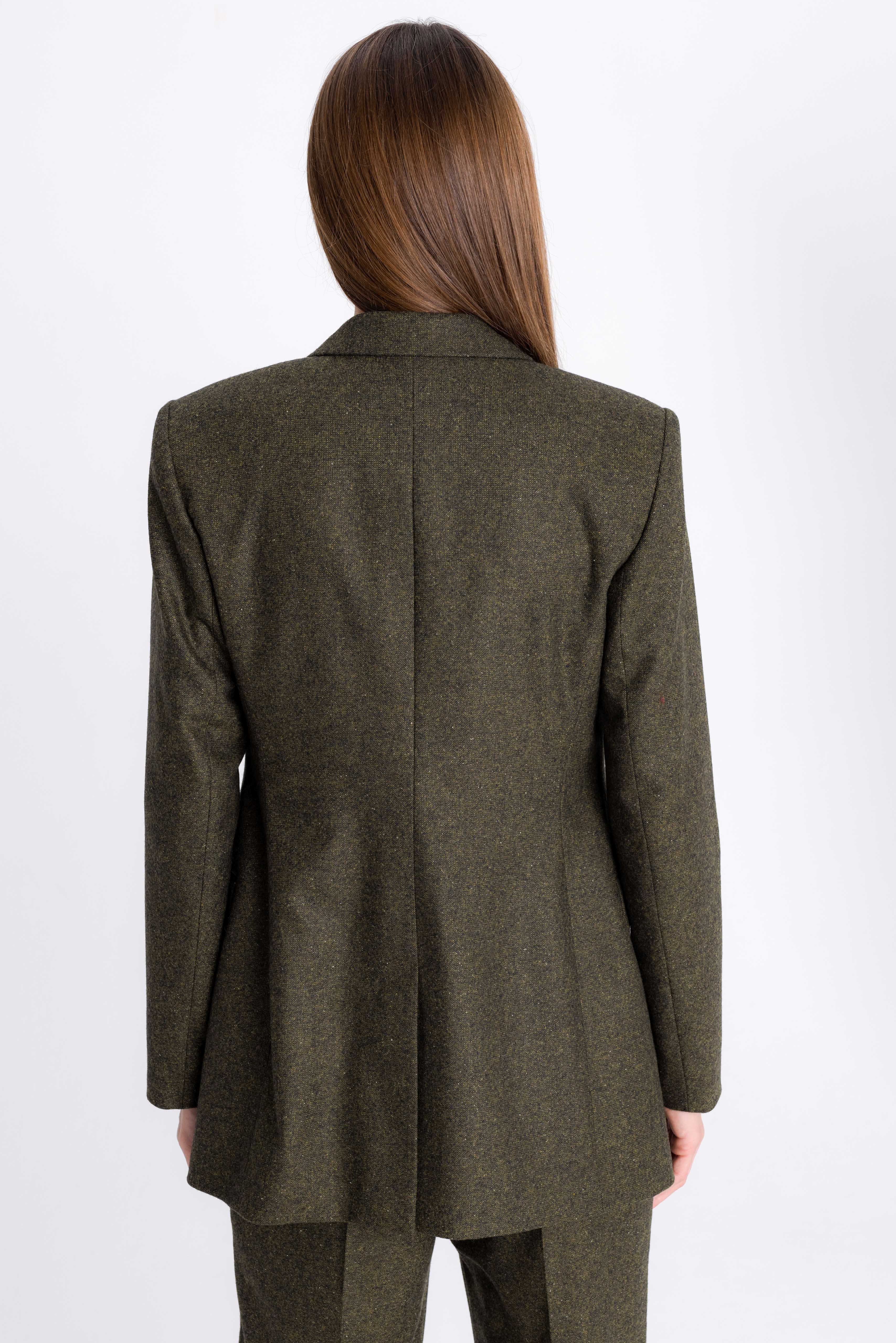 FOREST GREEN DOUBLE-BREASTED JACKET WITH WOOL