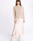 FLARED MIDI BEIGE SKIRT