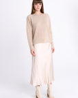 FLARED MIDI BEIGE SKIRT