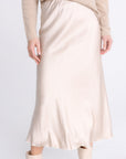 FLARED MIDI BEIGE SKIRT