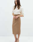 PENCIL HIGH WAIST CAMEL SKIRT