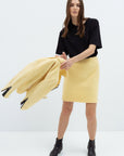 STRAIGHT YELLOW WOOL SKIRT