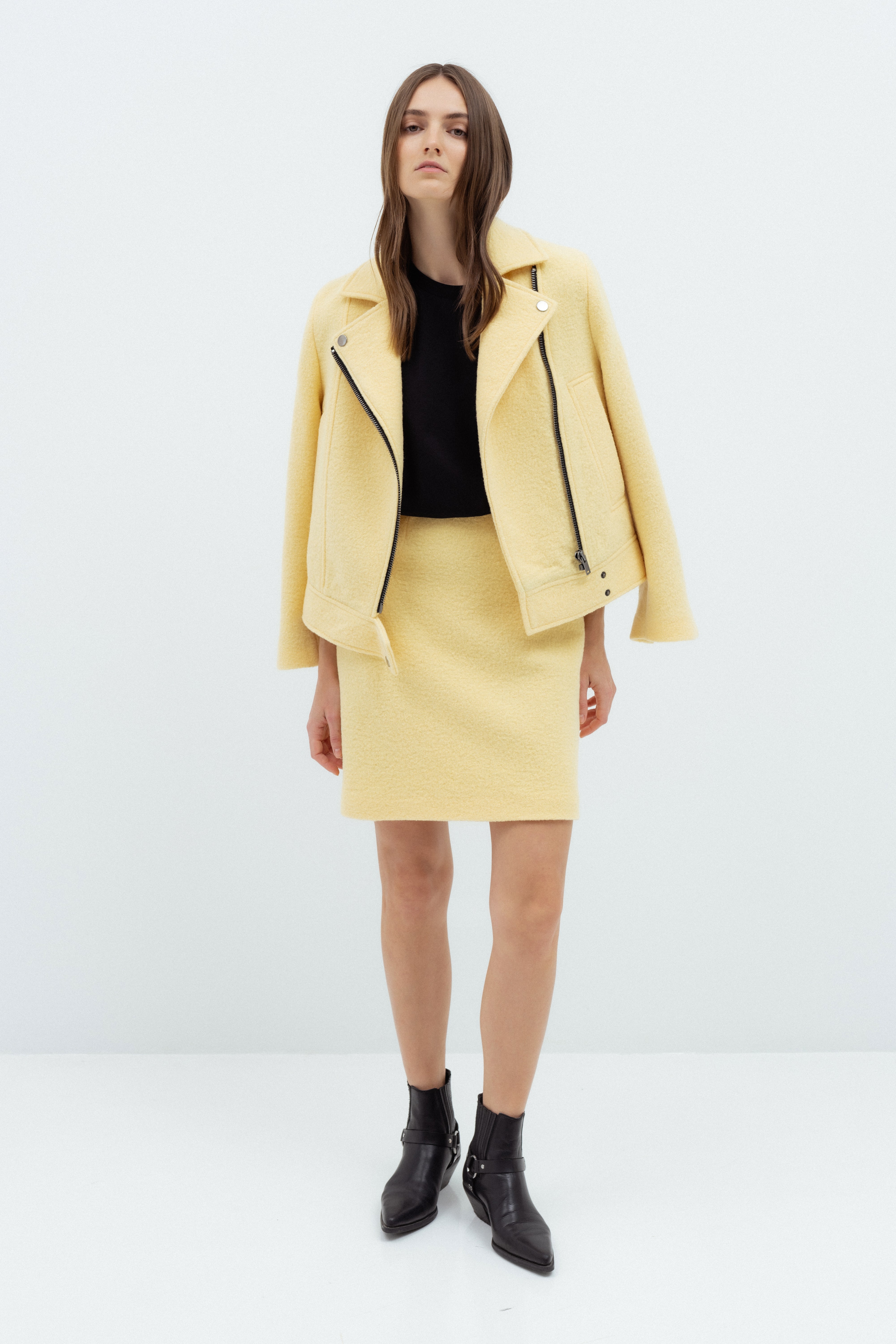 STRAIGHT YELLOW WOOL SKIRT